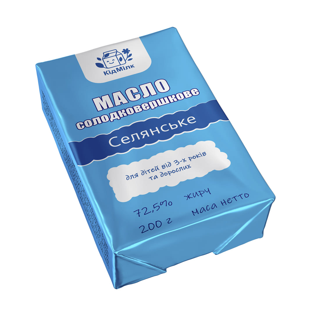 Масло солодковершкове Селянське КідМілк 72,5%, 200 г